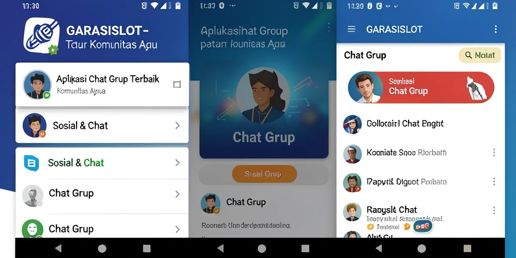 Antarmuka pengguna GARASISLOT menampilkan fitur Chat Grup yang menarik.