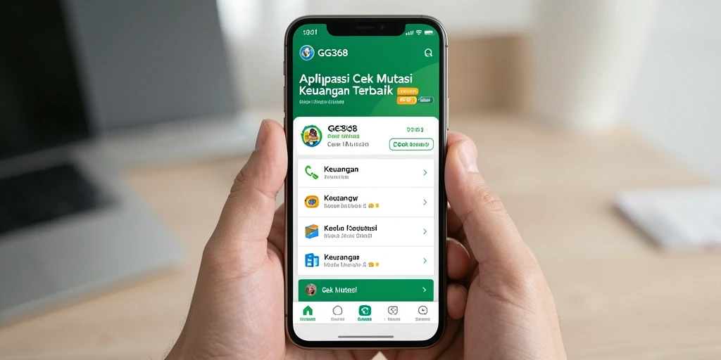 Tampilan antarmuka utama aplikasi GG368 untuk cek mutasi keuangan.