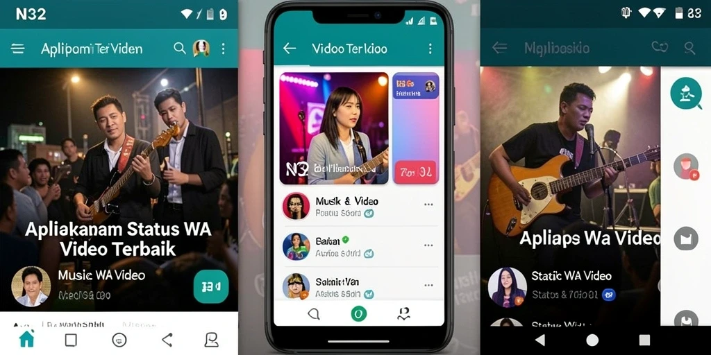 Antarmuka N32 yang memudahkan pengunduhan video untuk status WhatsApp.