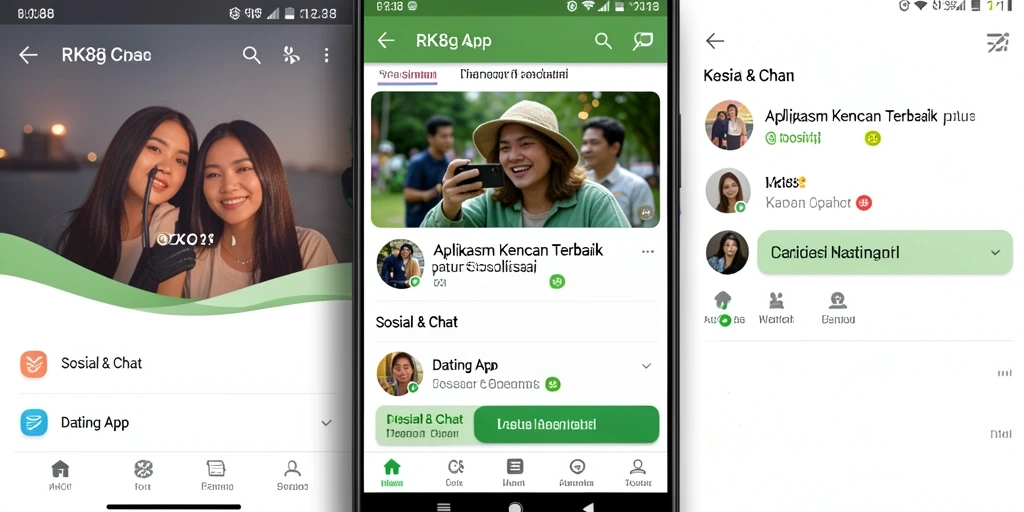 Tampilan antarmuka RK88 yang modern dan menarik untuk Dating App.