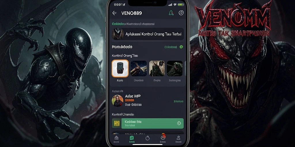 Tampilan antarmuka utama aplikasi Kontrol Orang Tua VENOM889.